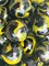 Lot of 5 Poison Dart Frog Black/Yellow Glass Marbles 25mm (1 inch) SHOOTER